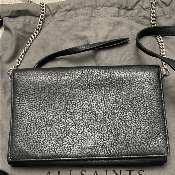 All Saints Black Crossbody Bag Minimalist Design - Picture 2 of 7